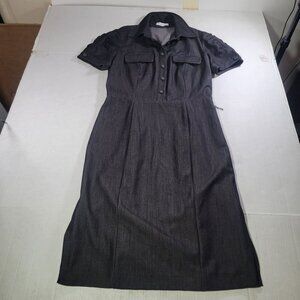 Calvin Klein Gray Button-Up Denim Collared Dress NO SIZE TAG See Measurements